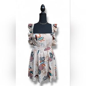 Chic Beige Printed Romper Dress